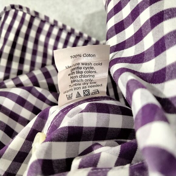 J Crew 80's 2-Ply Shirt Mens M 15 - 15.5 Purple Check Haberdashery Button Down - Picture 8 of 12